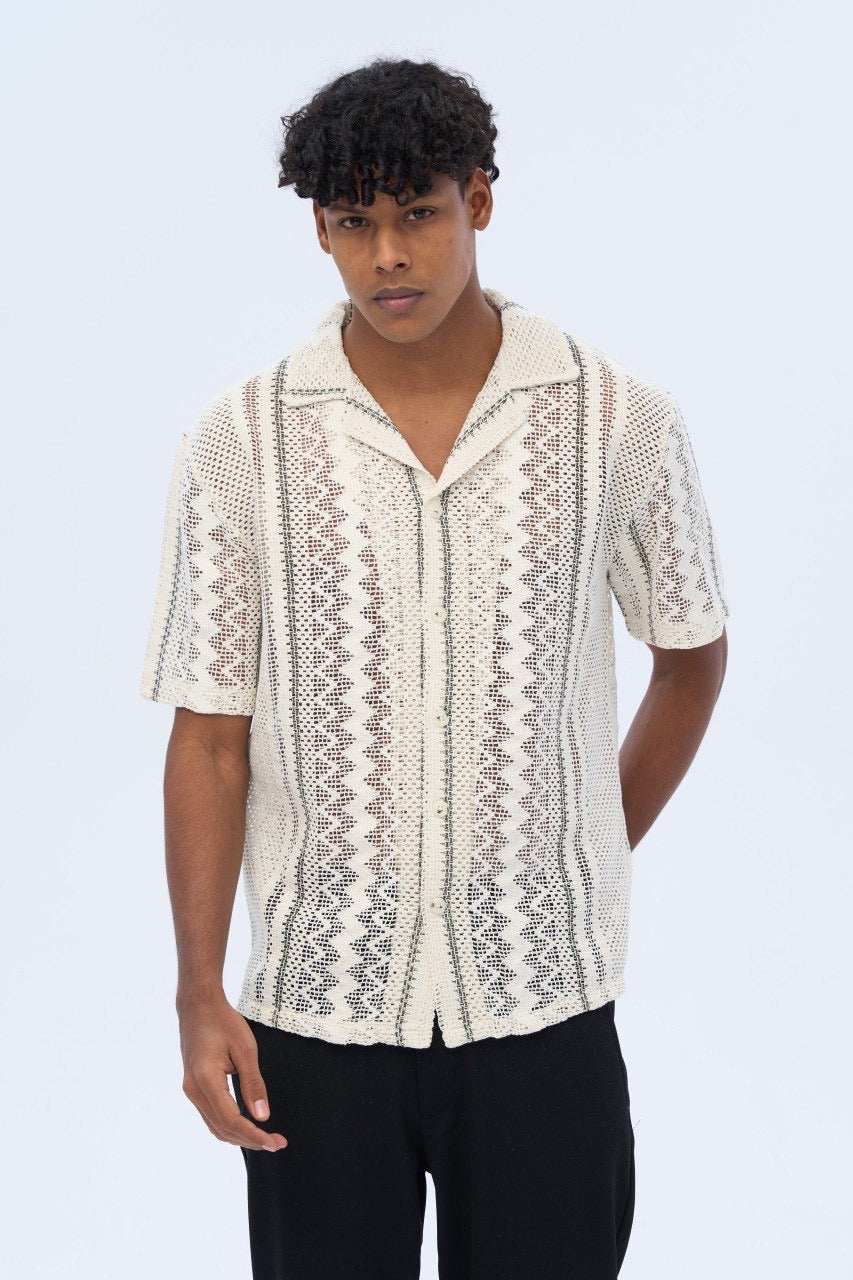 Men’s Crochet Knit Shirt